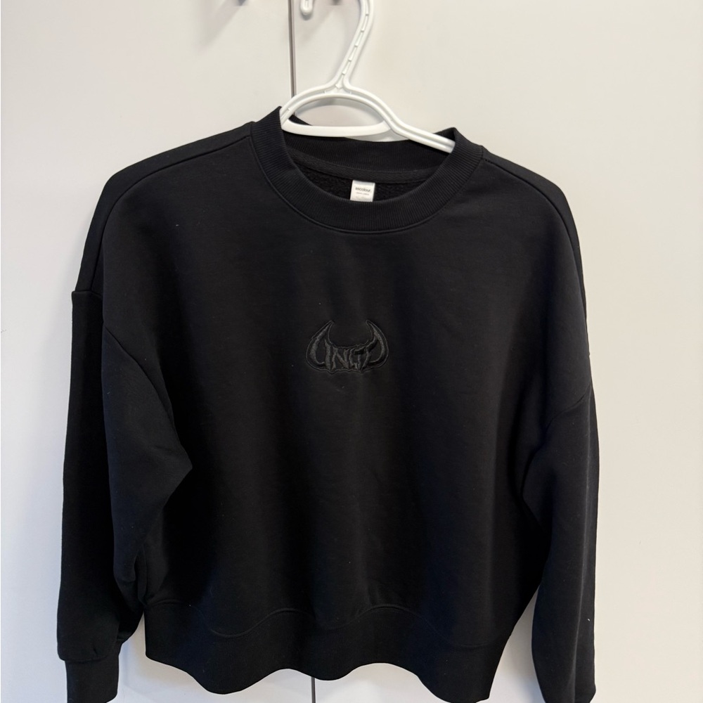 Black Embroidered Crewneck Sweatshirt - Women
